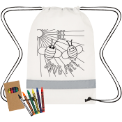 Red Ribbon Drawstring Pack and Crayons