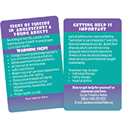 Signs of Suicide in Teens Wallet Card